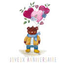 Mon ours d'anniversaire aux cœurs colorés
